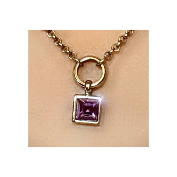 Princess Cut Purple Crystal Necklace - Picture 2 of 4